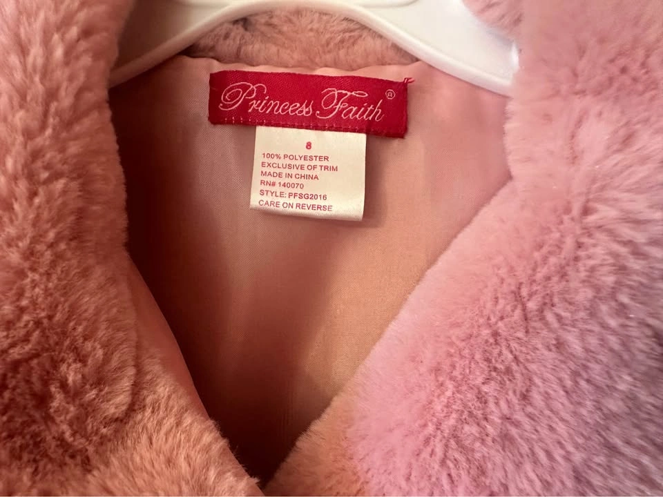 Princess Faith Pink Faux Fur Jacket - size 8 - photo 4