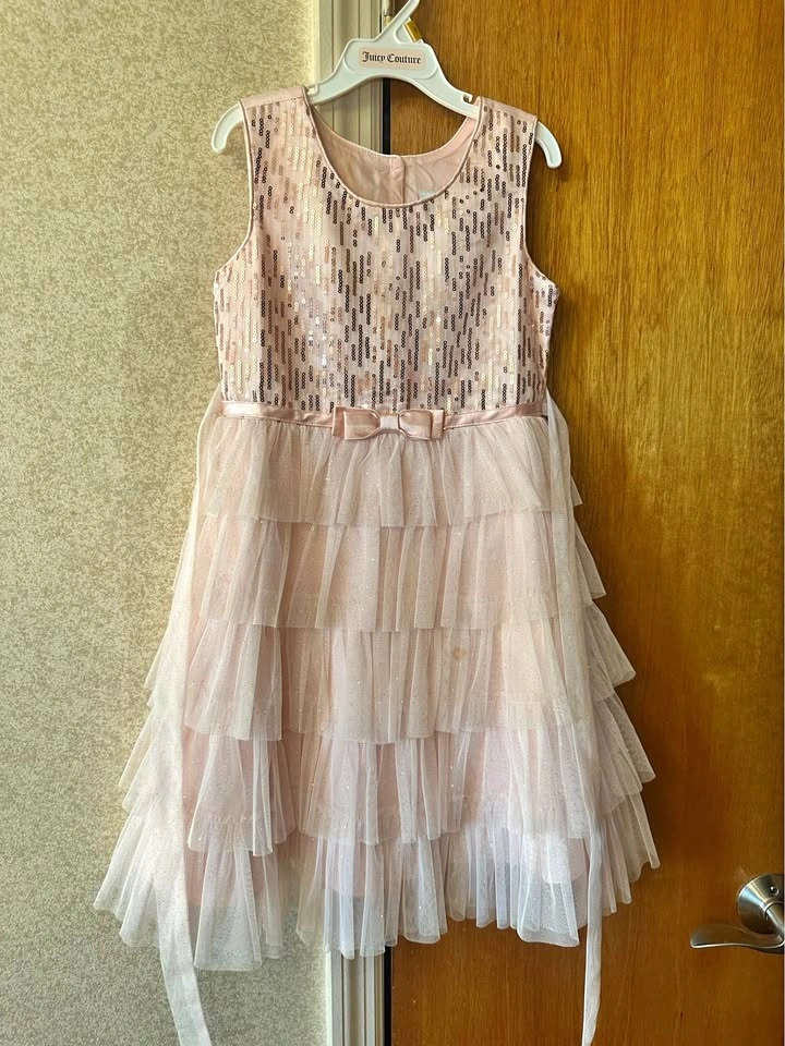 Jona Michelle Girl's Sequin Tiered Tulle Dress - size 6
