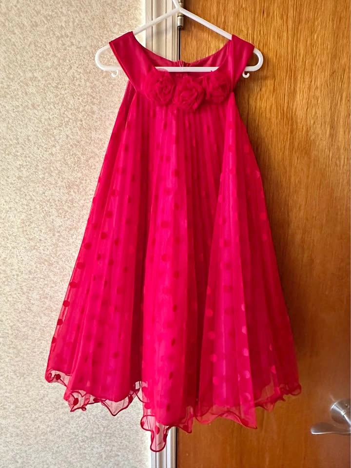 Red Polka Dot Girl's Party Dress - Size 5-6