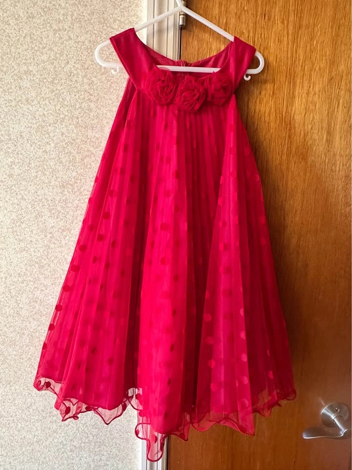 Red Polka Dot Girl's Party Dress - Size 5-6 - photo 2