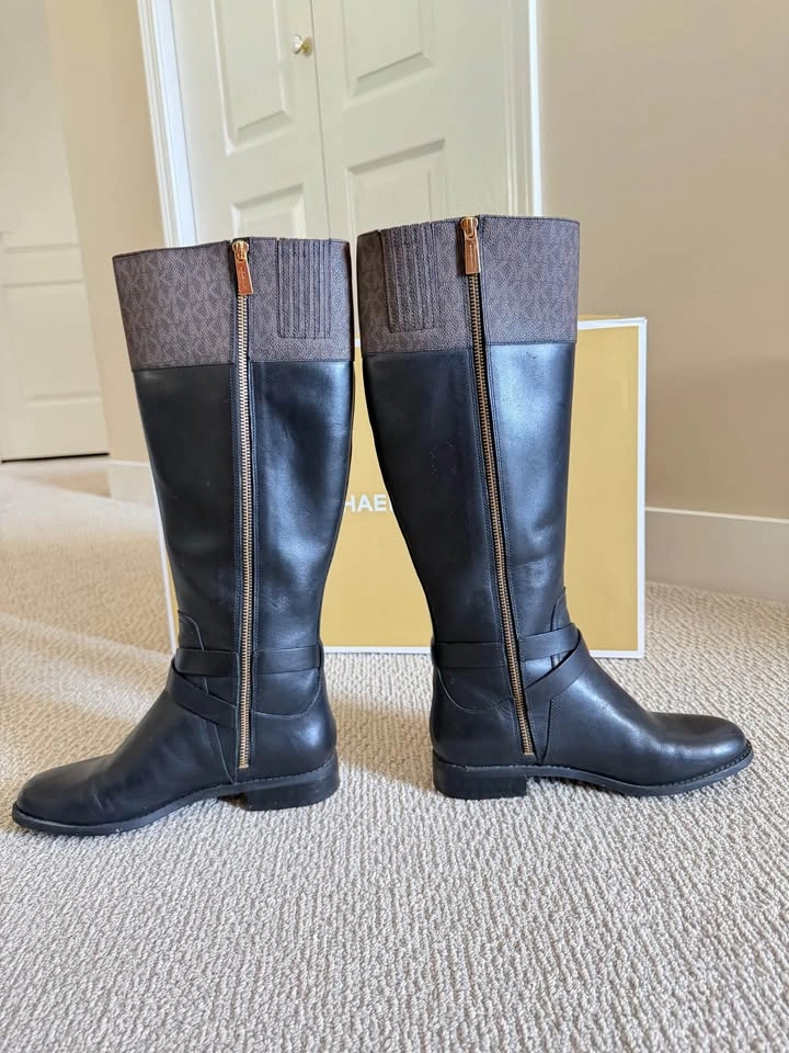 Michael Kors Kincaid Leather & Logo Riding Boots – Size 7M - photo 3