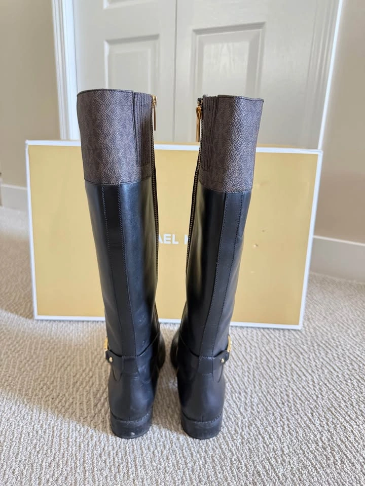 Michael Kors Kincaid Leather & Logo Riding Boots – Size 7M - photo 4