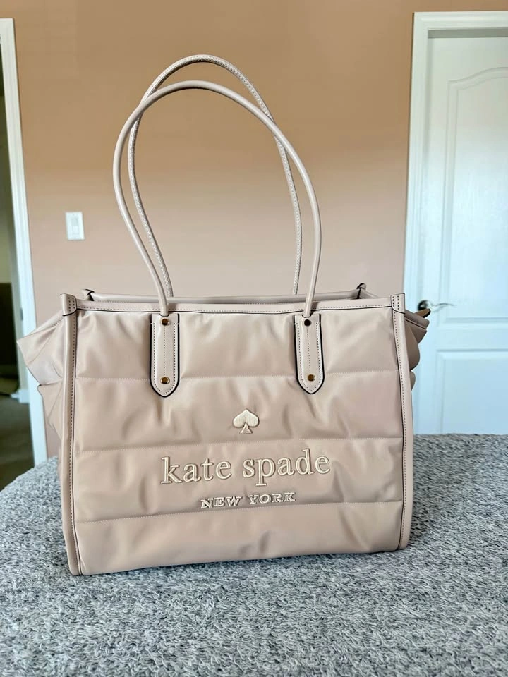 Kate Spade Ella KNSYL Puffy XL Tote – Warm Beige – NEW