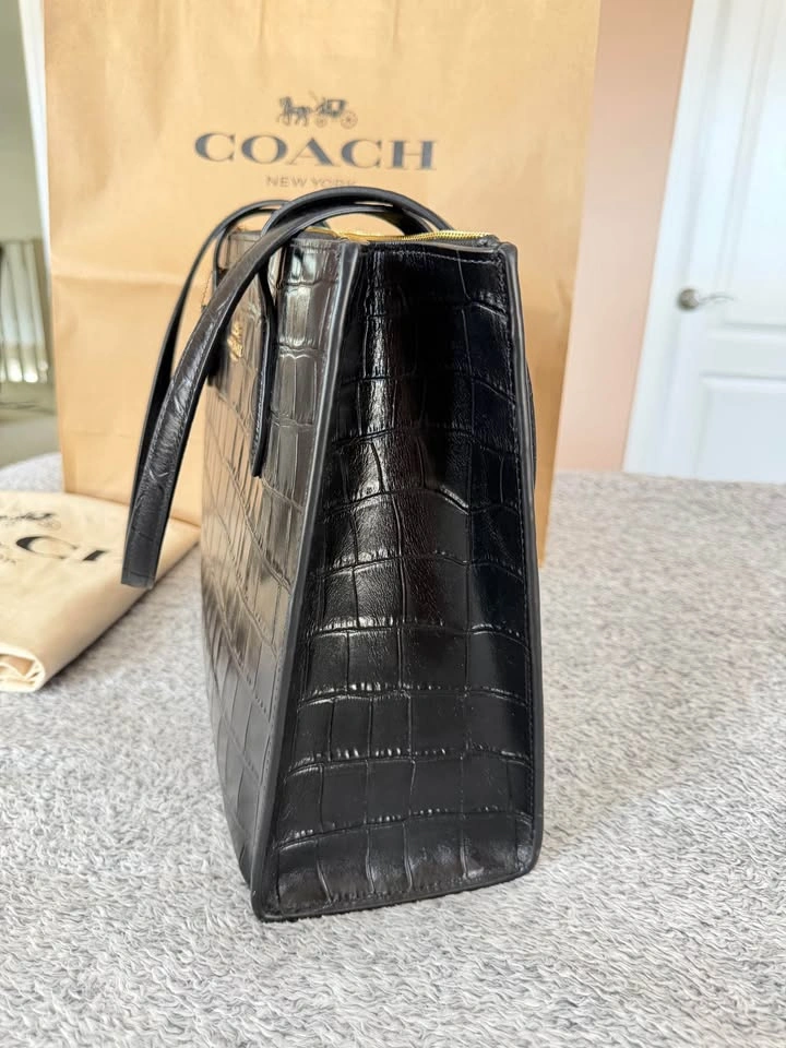 Coach Nina Tote CL654 Black Croc-Embossed Leather - photo 4