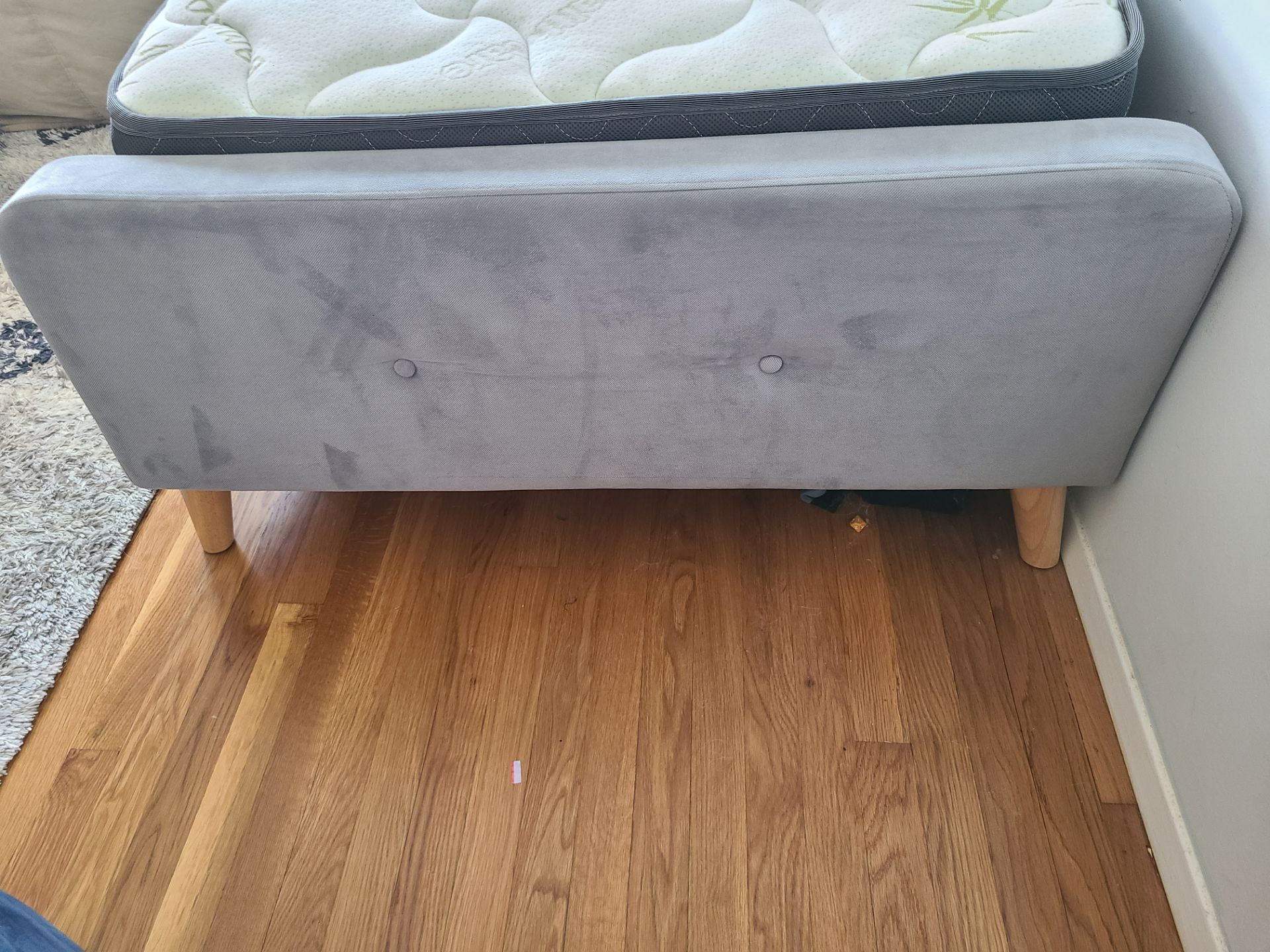 Upholstered Gray Single Bed Frame and Mattress - photo 4