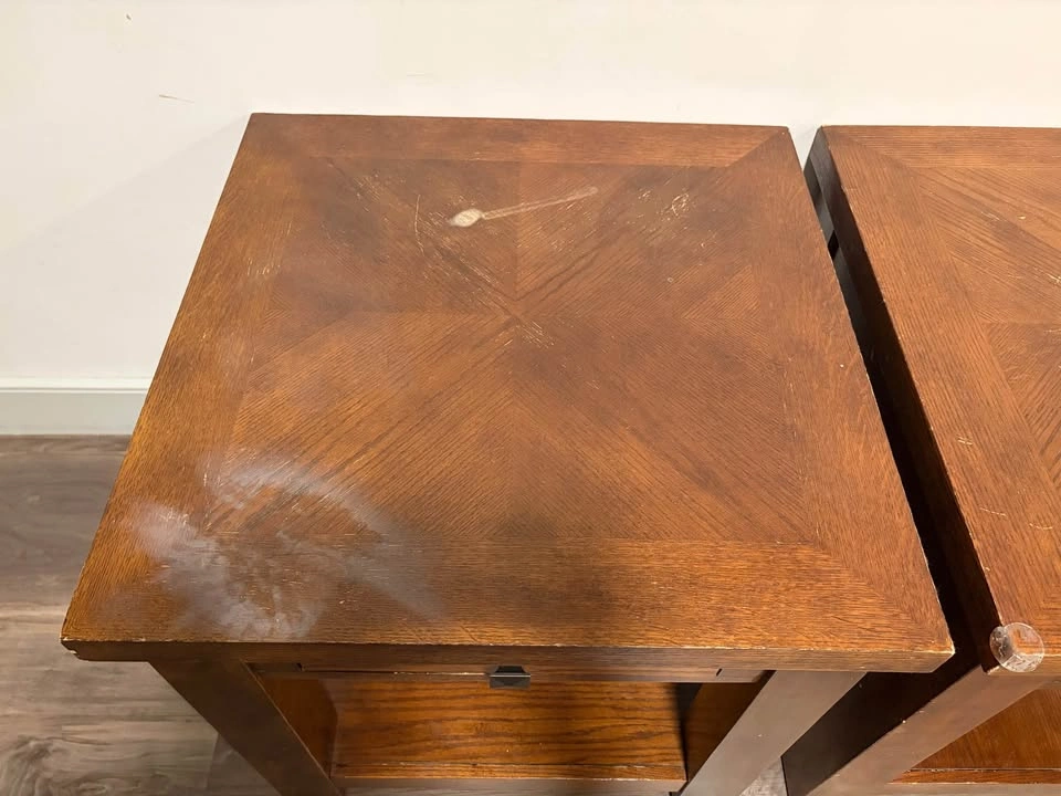 Pair of Wood End Tables with Drawers - photo 3