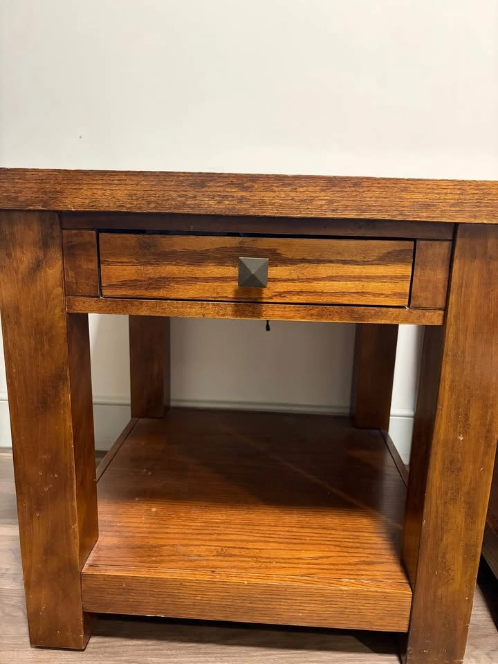 Pair of Wood End Tables with Drawers - photo 5