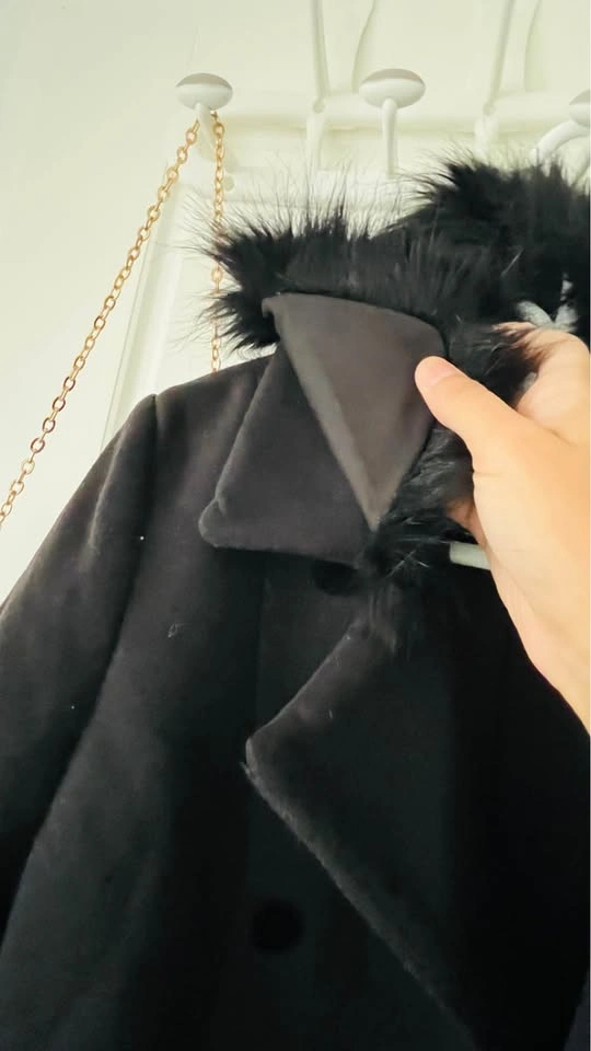 H&M Black Faux Fur Collar Pea Coat - photo 2