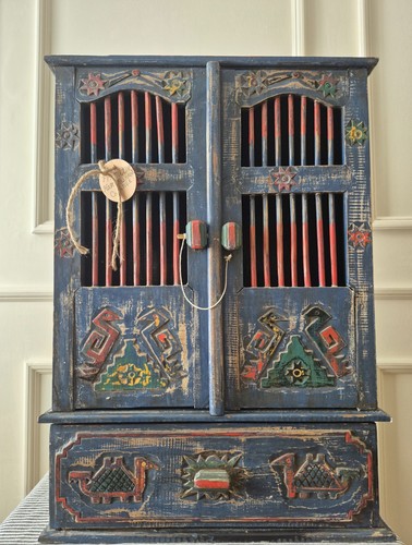 Vintage Hand Carved Mexican Folk Art Cabinet - photo 2