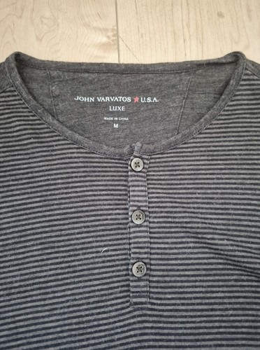 John Varvatos USA Luxe Henley Mens M Gray Black Striped NWT - photo 3