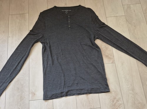 John Varvatos USA Luxe Henley Mens M Gray Black Striped NWT - photo 4