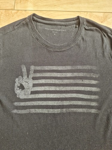 John Varvatos Star USA Peace Flag Graphic Tee Mens M Black - photo 2