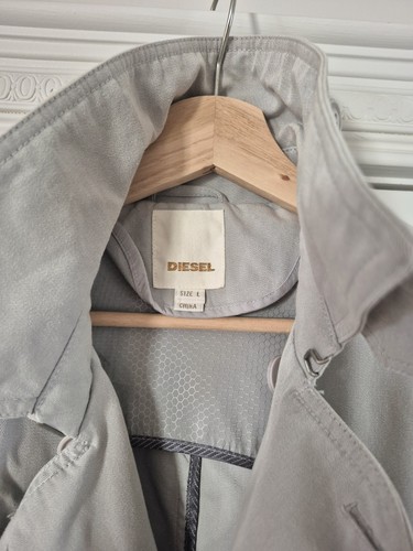 Vintage Diesel Trench Coat Mens Large Grey Belted Mac Coat - photo 2