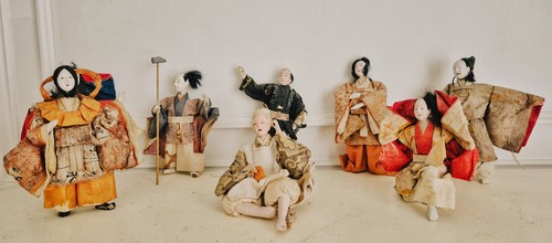 8 Antique Japanese Hina Ningyo Dolls Meiji Era 1900 - photo 2