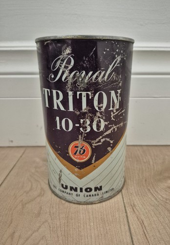 Vintage Royal Triton 10-30 Motor Oil Can FULL Imperial Quart