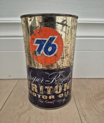 Vintage Super-Royal Triton Motor Oil Can FULL Quart Union 76