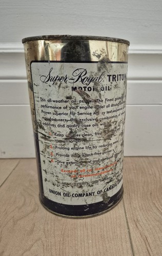 Vintage Super-Royal Triton Motor Oil Can FULL Quart Union 76 - photo 3