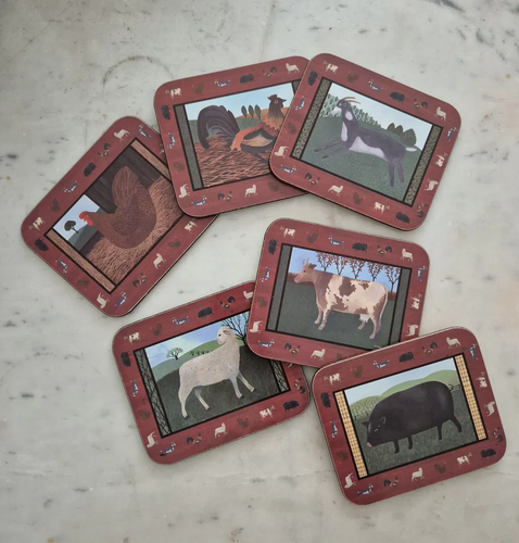 Jason Farmyard Friends Coasters Set of 6 Vintage
