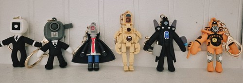 Skibidi Toilet Keychain Lot of 6 PVC Figure Charms