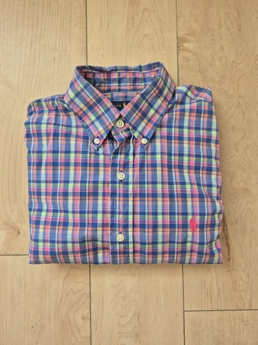 Polo Ralph Lauren Mens Slim Fit Plaid Madras Button Down Shirt