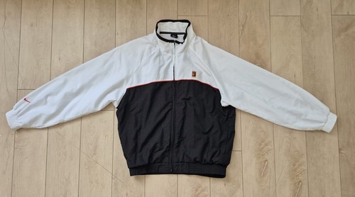 Vintage Nike Court Tennis Jacket L White Black Full Zip