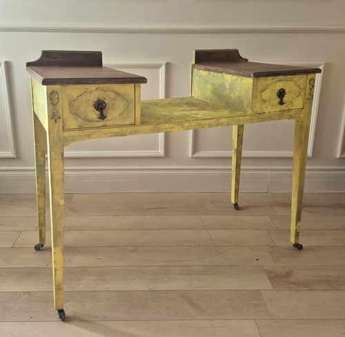 Antique Edwardian Telephone Table Gossip Bench Hand Painted