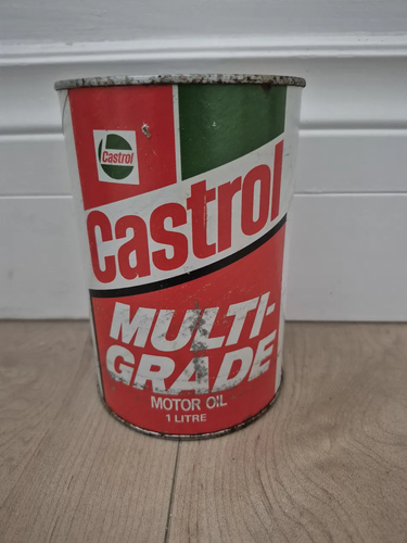 Vintage Castrol Multigrade Motor Oil FULL 1 Litre Tin Can - photo 3