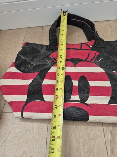 Disney Store Mickey Minnie Mouse Red Cream Striped Tote Bag - photo 5