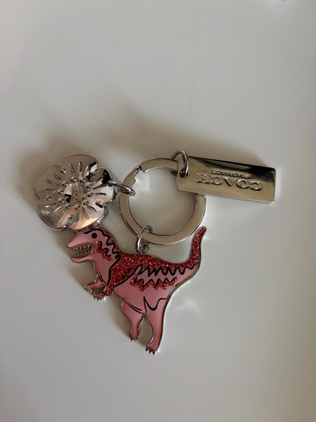 Coach Rexy Pink Glitter Dinosaur & Flower Bag Charm