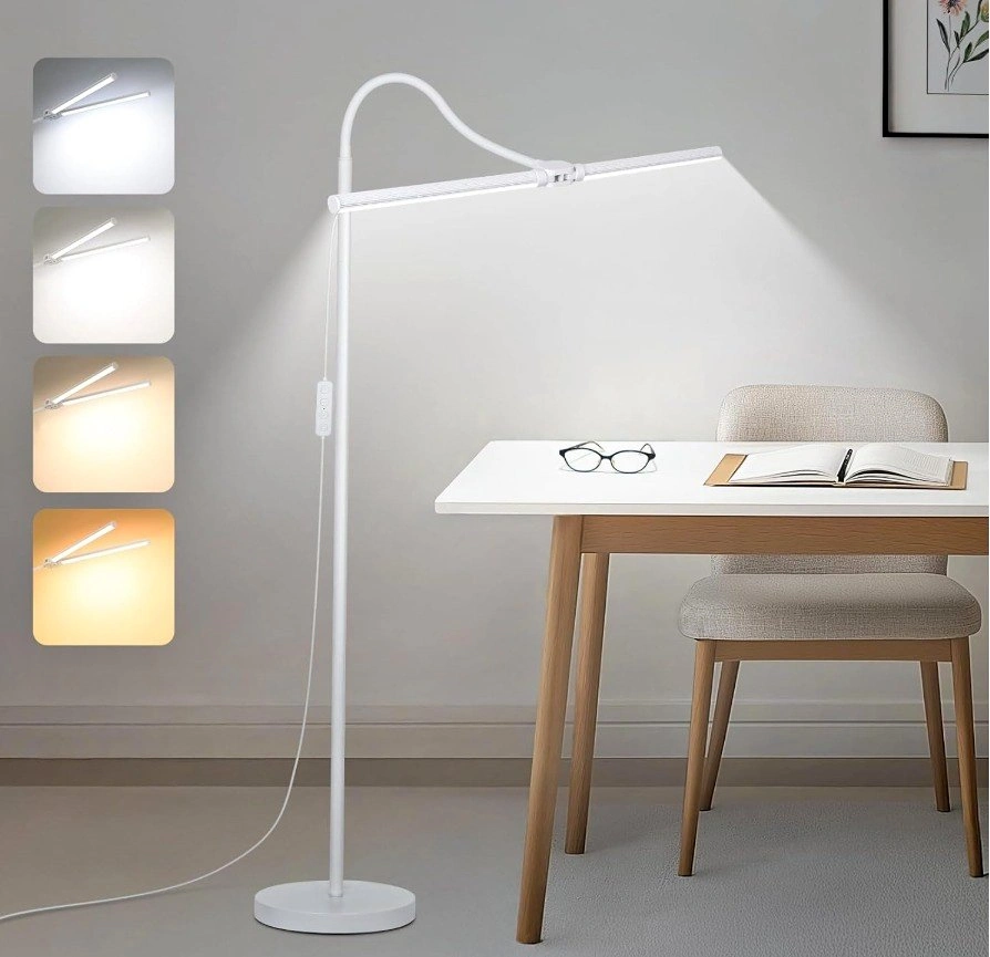 BRAND NEW White 18W 2000LM Dual-Head LED Floor Lamp