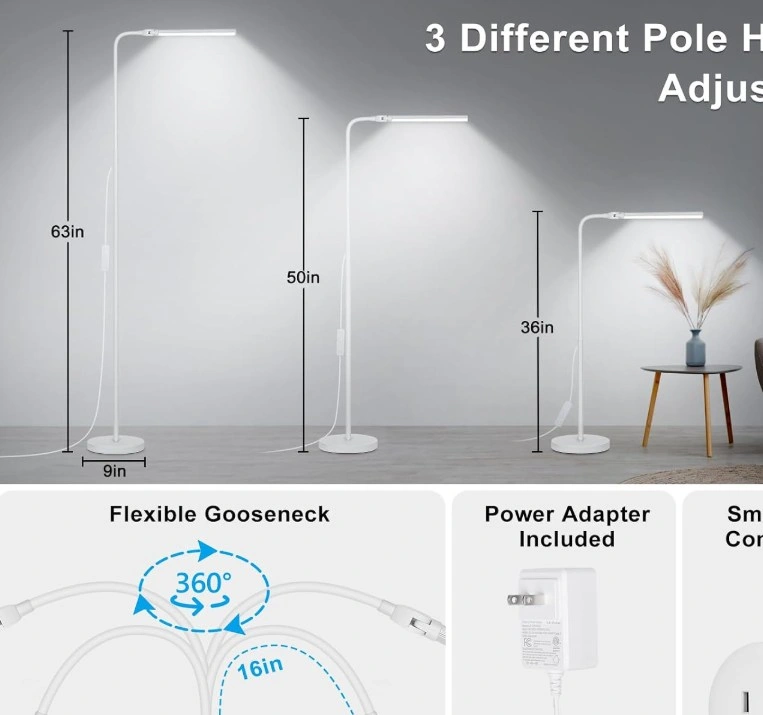 BRAND NEW White 18W 2000LM Dual-Head LED Floor Lamp - photo 3