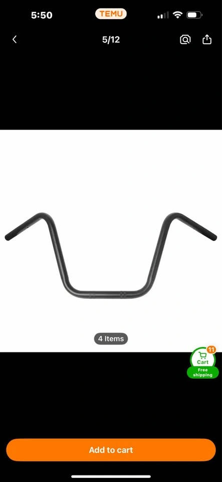 22mm black universal motorcycle handlebars - photo 3