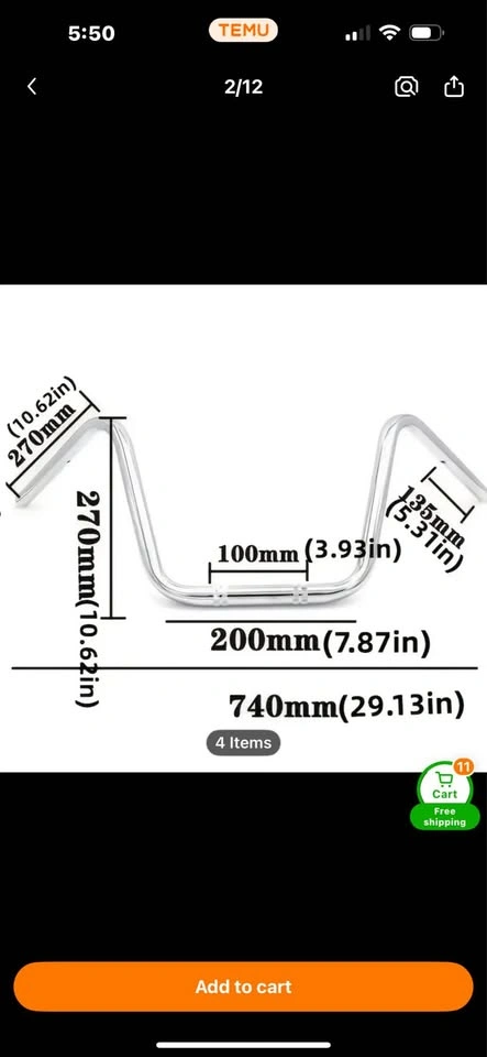 22mm black universal motorcycle handlebars - photo 4