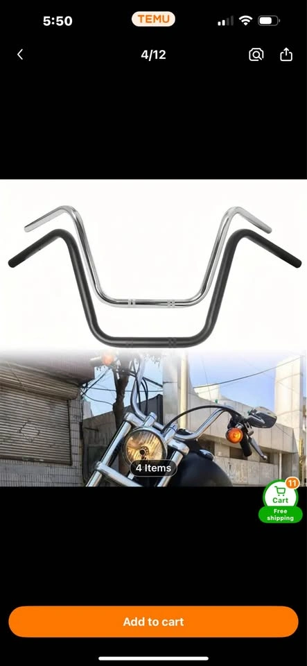 22mm black universal motorcycle handlebars - photo 5