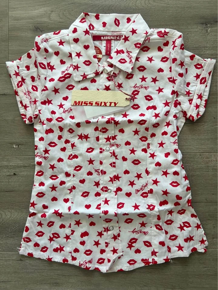 Miss Sixty Lorein Shirt Size 8A Hearts and Stars - photo 5
