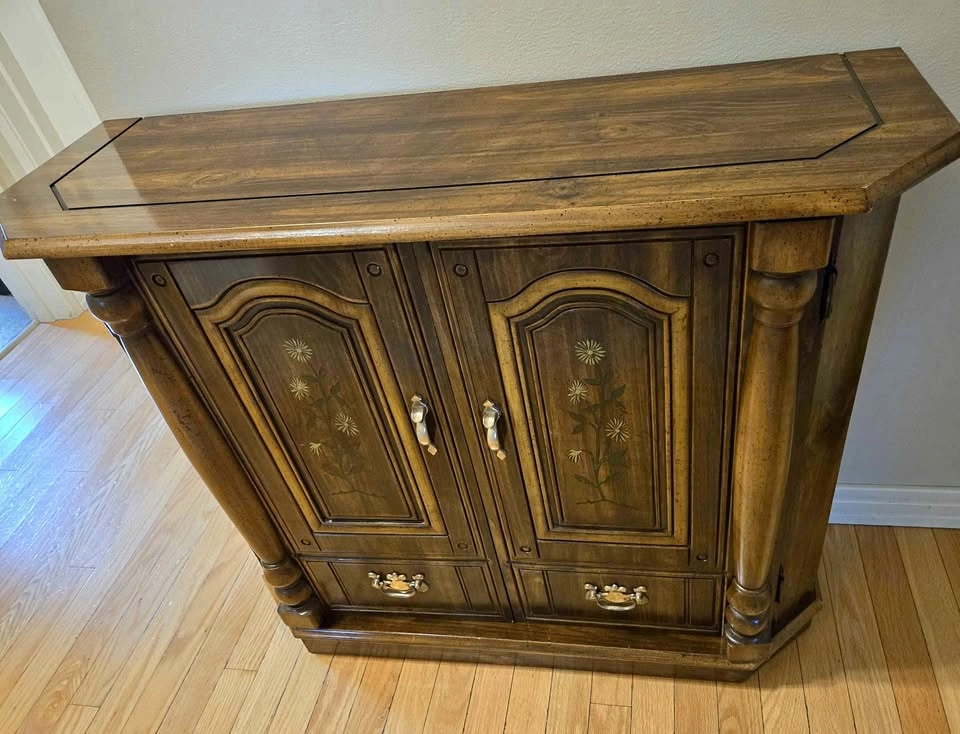 Vintage Entryway Console Table / Hall Cabinet (Slim 12" Depth)