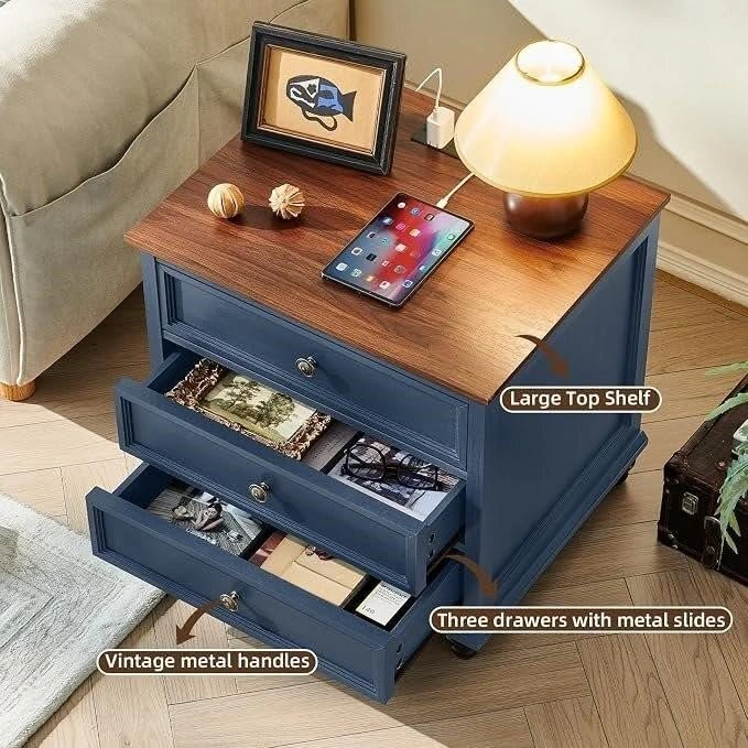Farmhouse Nightstand – 2 Drawer Bedside Table – NEW - photo 2