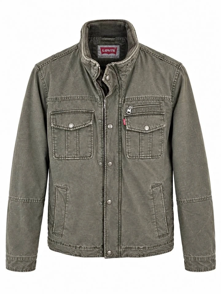 Levi’s Washed Cotton Four Pocket Military Jacket - Olive
