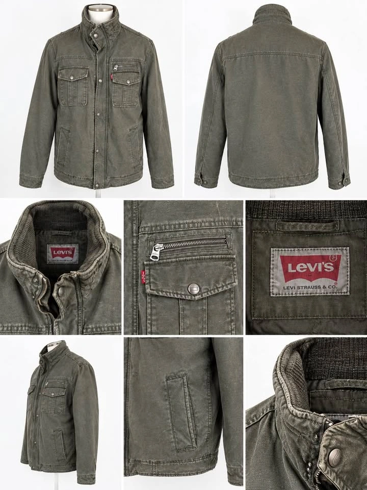 Levi’s Washed Cotton Four Pocket Military Jacket - Olive - photo 2