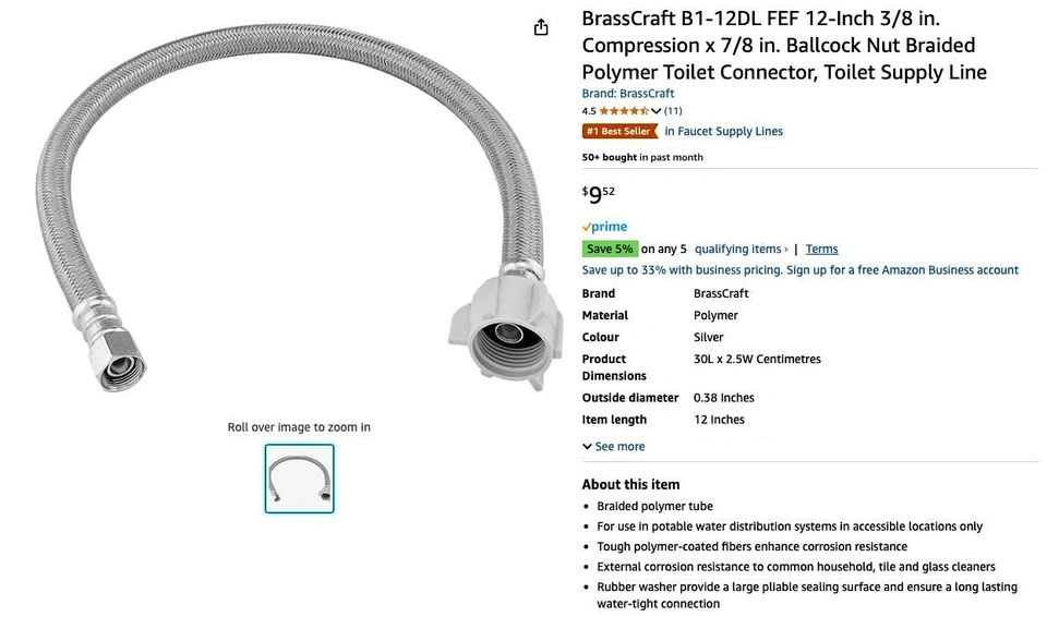 BrassCraft 12-Inch Toilet Connector