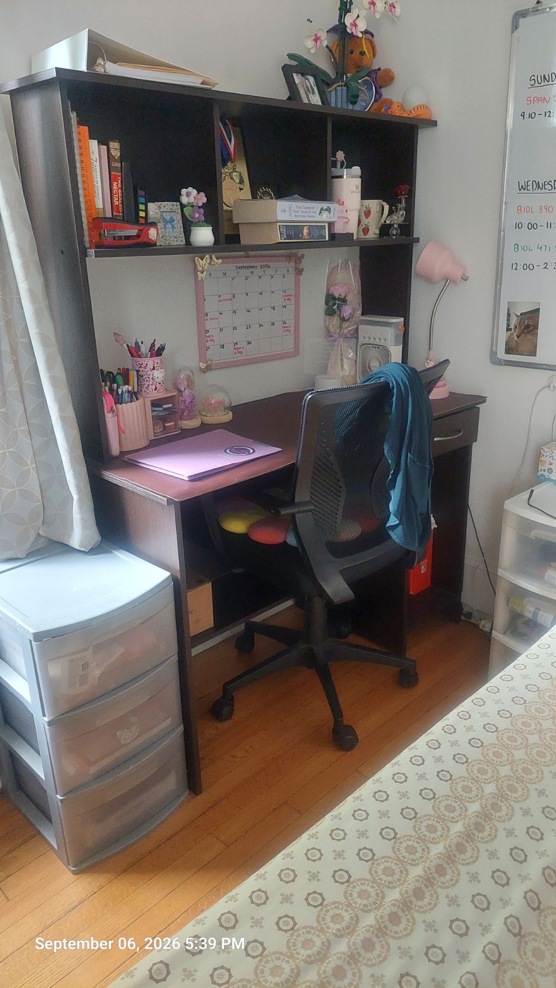 Dark Brown Computer Desk with Hutch - photo 2