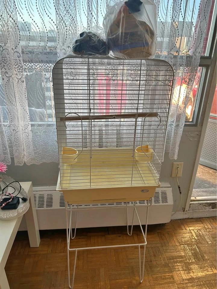 Bird cage with food