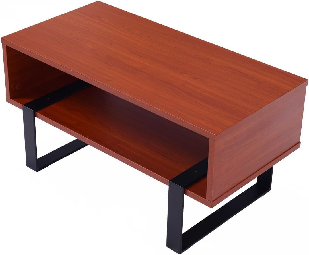 Giantex Mid-Century Modern Coffee Table with Storage Shelf - photo 2