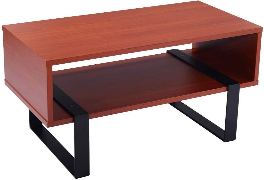 Giantex Mid-Century Modern Coffee Table with Storage Shelf - photo 3