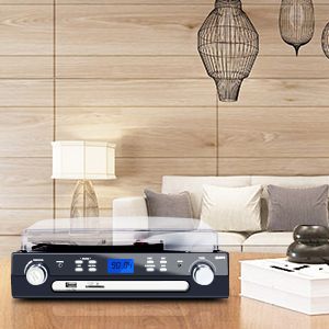 All-in-One Bluetooth Record Player – Vinyl, Tape & Radio