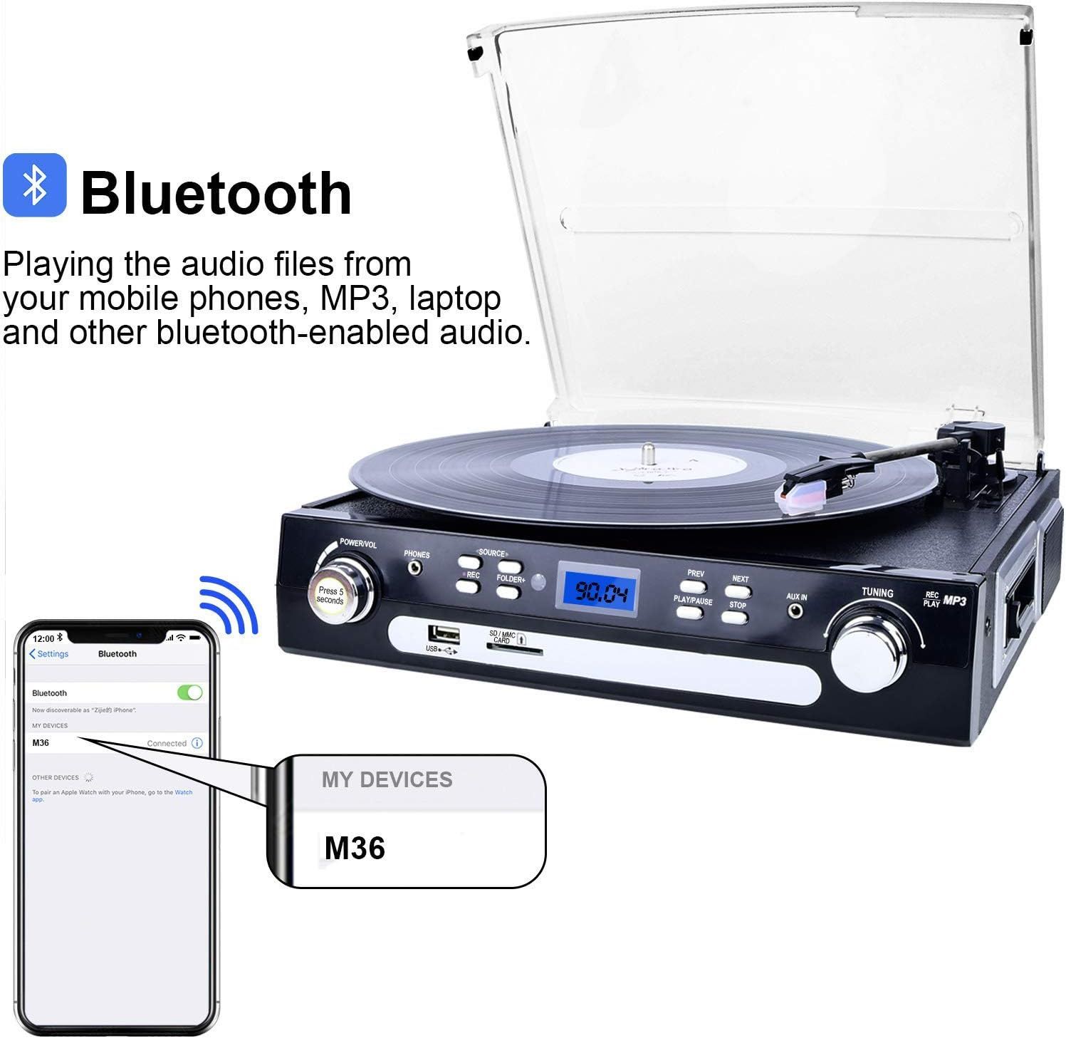 All-in-One Bluetooth Record Player – Vinyl, Tape & Radio - photo 5