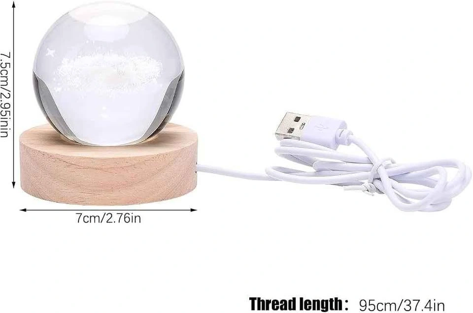 Premium 3D Engraved Lord Ganesha Crystal Ball with LED Base - photo 3
