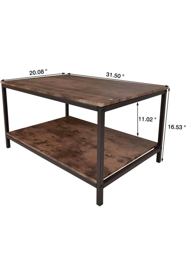 Industrial Coffee Table with Storage Shelf - photo 3