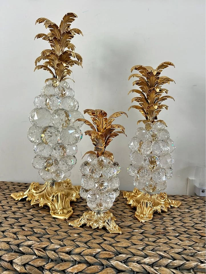 Vintage CTF Italian Crystal Pineapple Set of 3