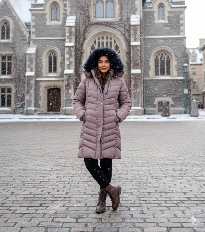 Brown Mauve Quilted Long Winter jacket - photo 2